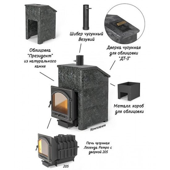 Печь банная Комплект Президент 'Легенда Ретро 205' Змеевик купить в Магия Огня